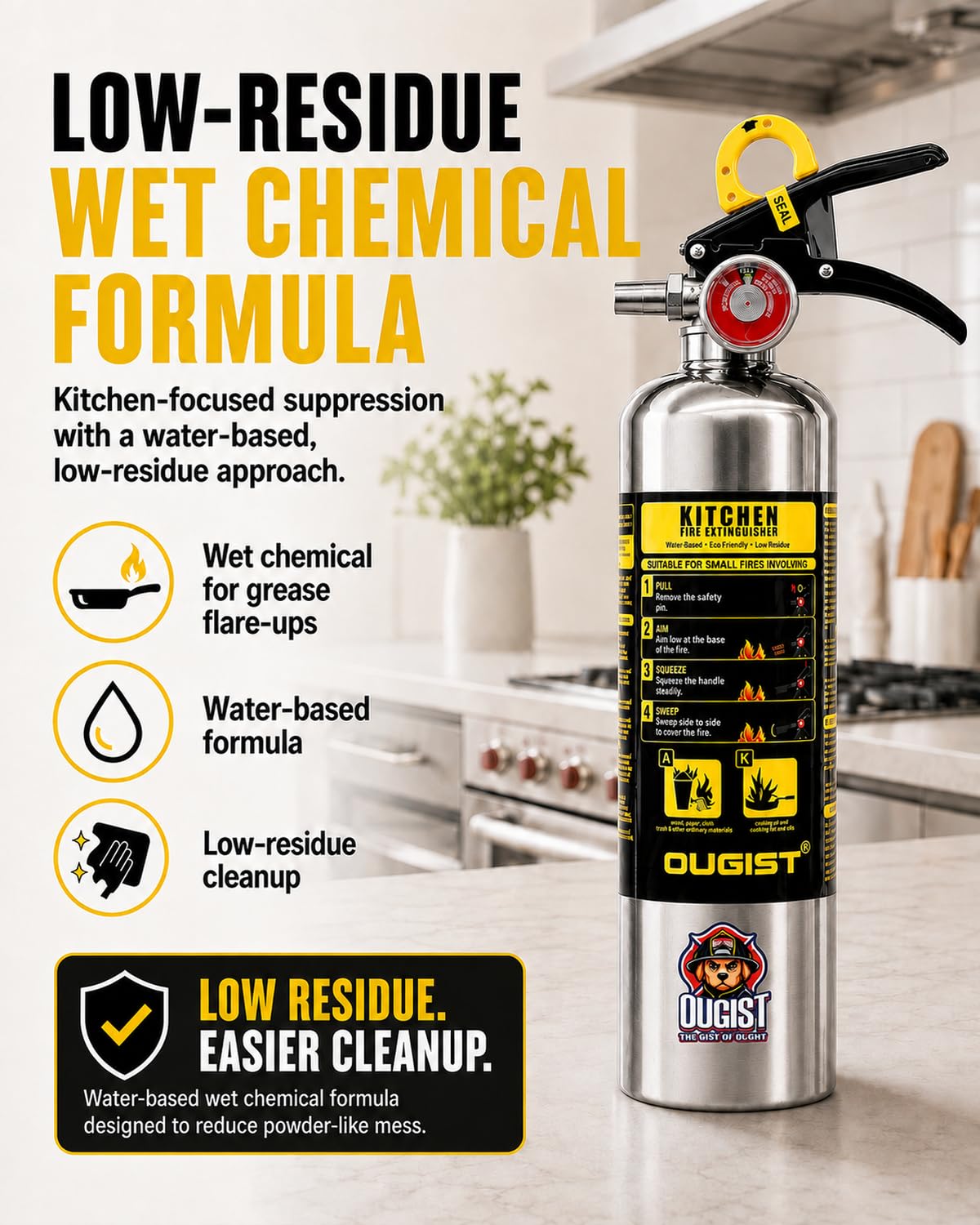 Class K Fire Extinguisher 34 Fl Oz Wet Chemical G76962