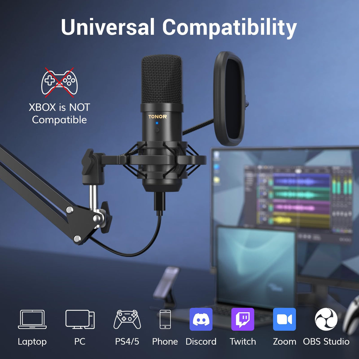 USB Condenser Microphone with Boom Arm Kit S6784