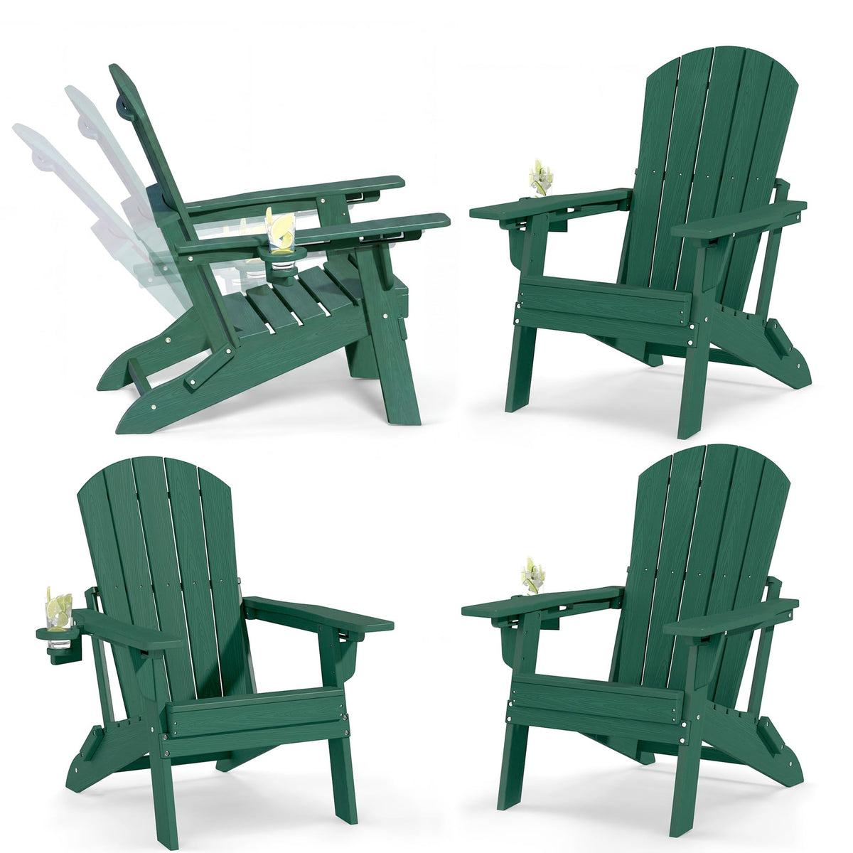 Folding Adjustable Adirondack Chair Set of 2 Green Y8141