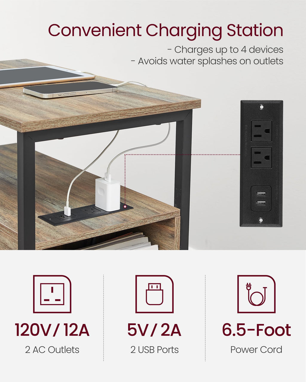 Side End Table with Charging Station M901533