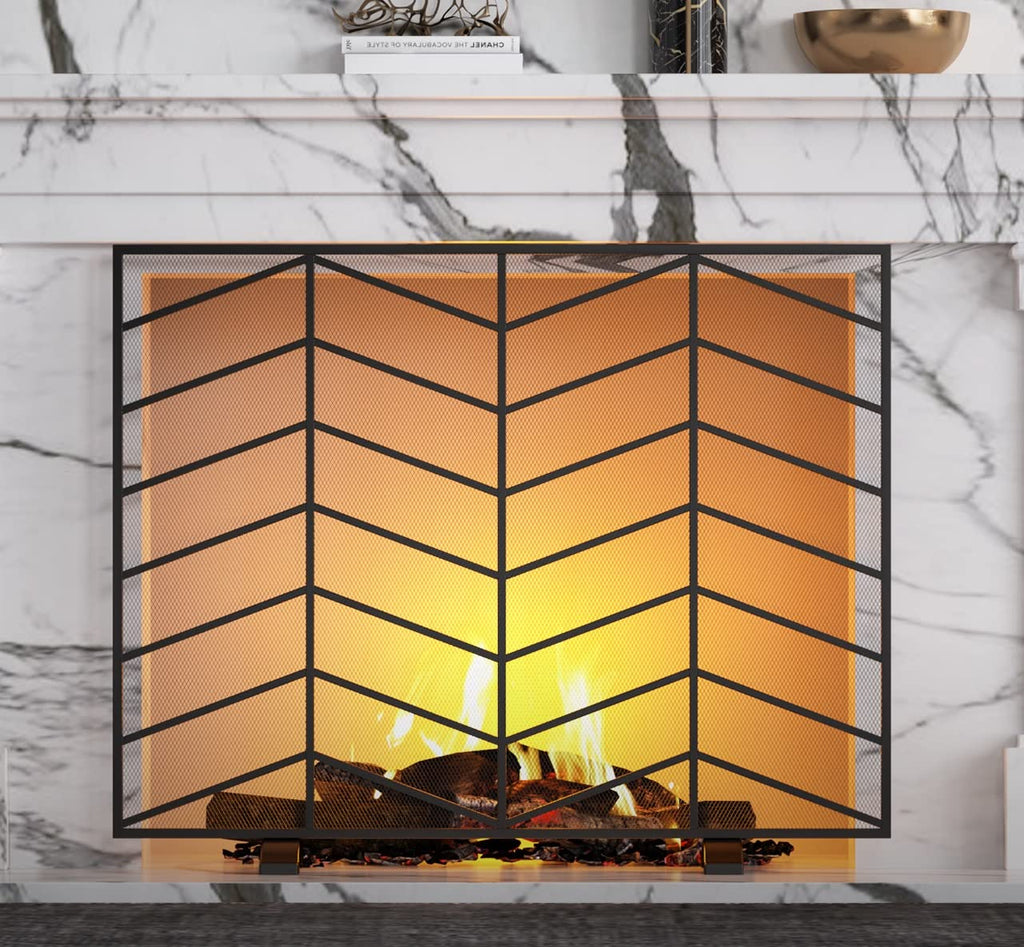 Iron Chevron Fireplace Screen X977686