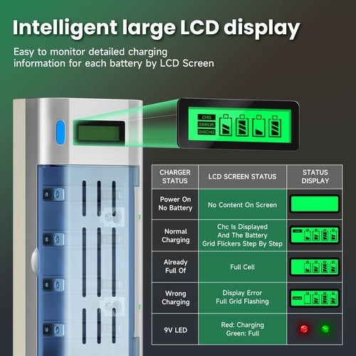 10000mAh Rechargeable D Batteries 6 Counts and Universal Battery Charger Y425369