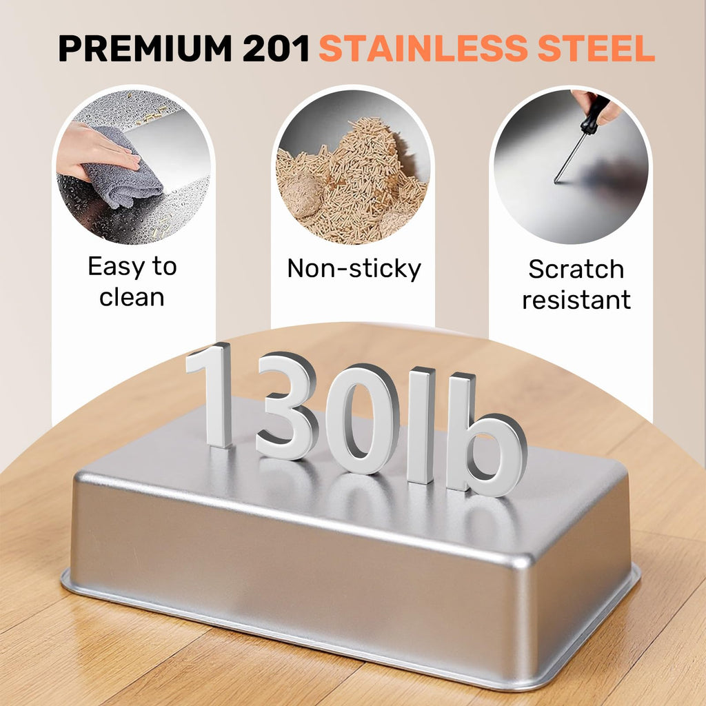 Stainless Steel Enclosed Litter Box with Lid, Scoop & Pedal, Black V620