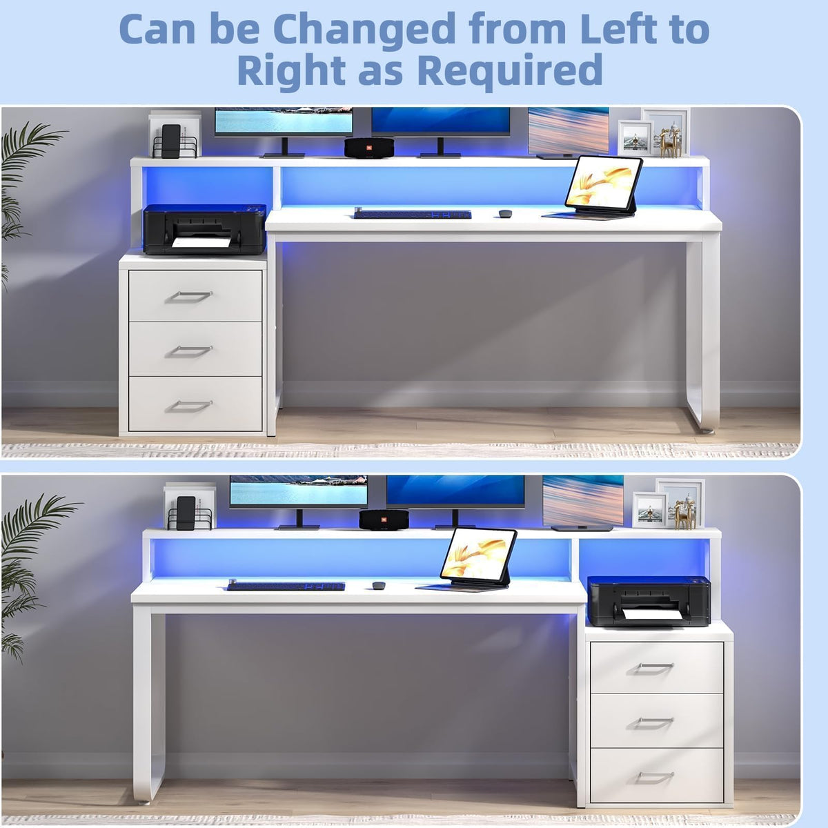 White Office Desk with 3 Drawers W420