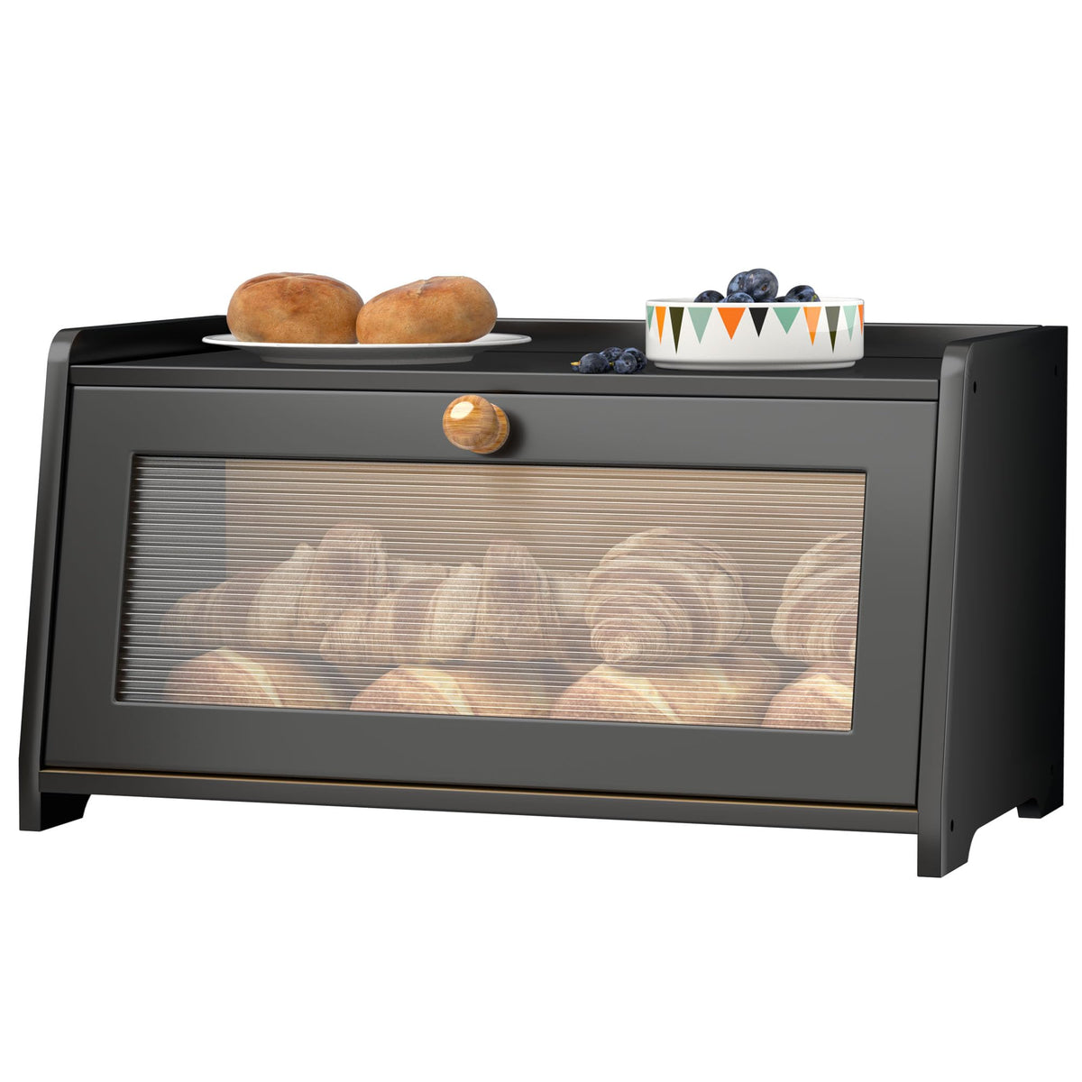 Black Wooden Bread Box M709