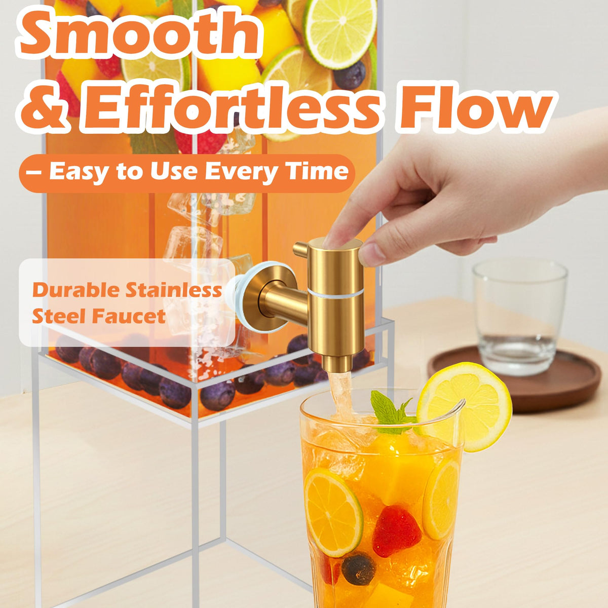 2 Gallon Drink Dispenser with Airtight Valve and Acrylic Stand E315950