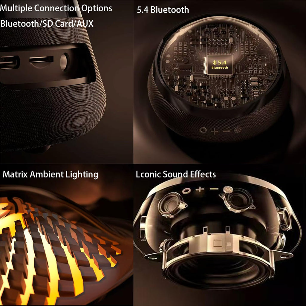 Black Portable Bluetooth Speaker with LED Night Light and Essential Oil Diffuser B689