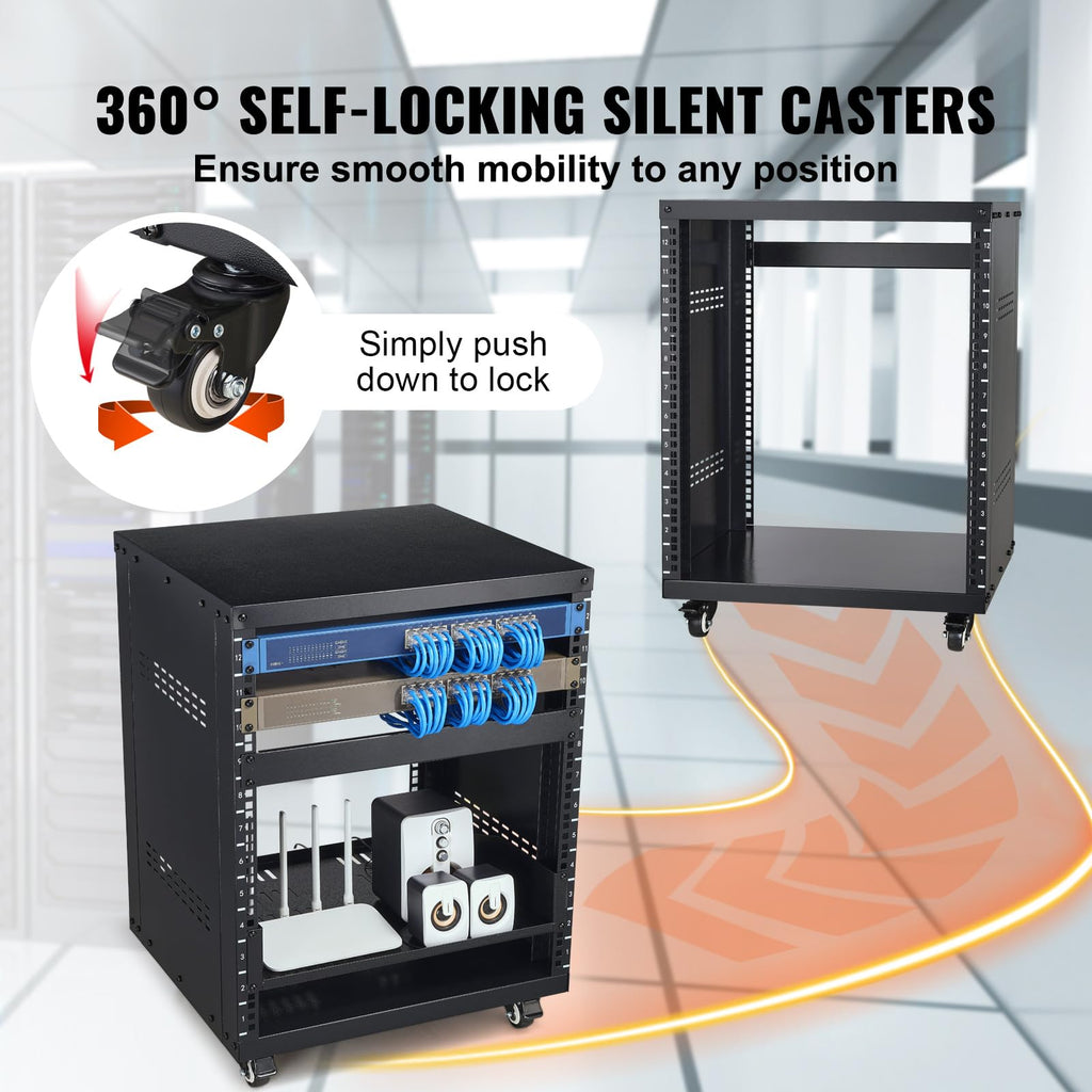12U AV Rack Stand with Caster Wheels F940112