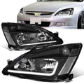 Headlight Assembly Left Right LED DRL Headlamp Set Black Housing Clear Corner D784
