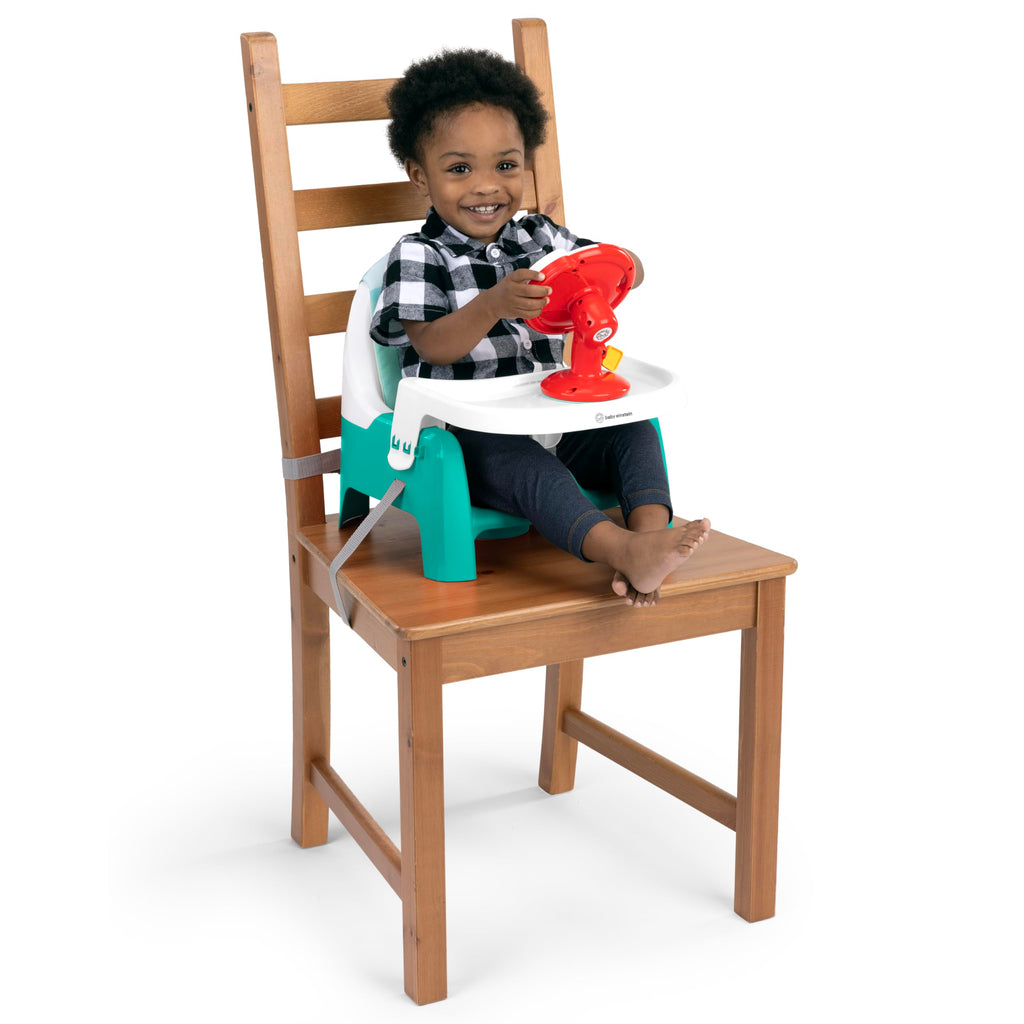 2 in 1 Compact Booster Feeding Seat with Musical Steering Wheel Toy O694571