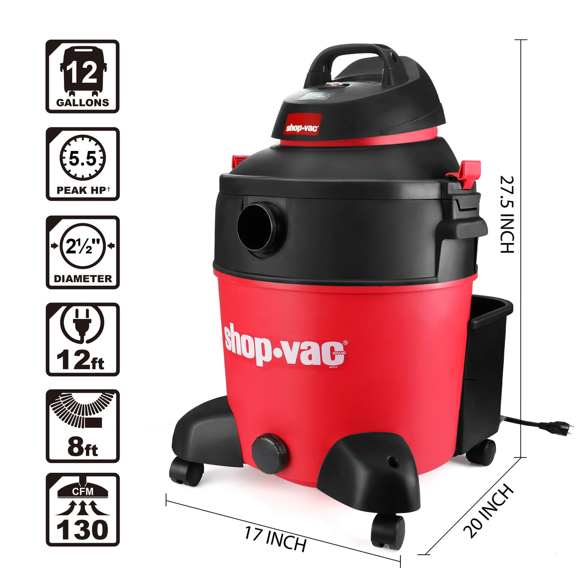 12 Gallon 5.5 Peak HP Wet/Dry Vacuum W46484
