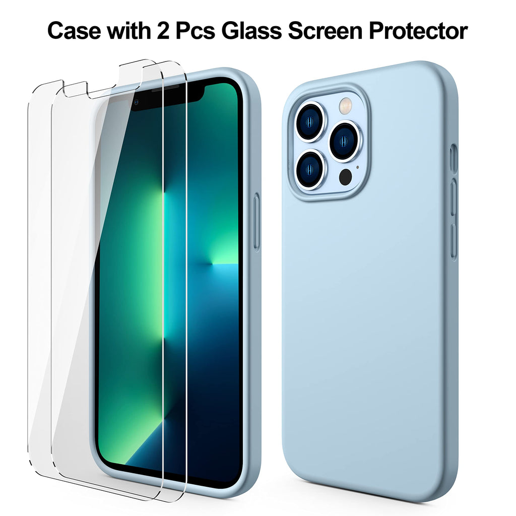 Light Blue Silicone Case with Glass Screen Protectors I751