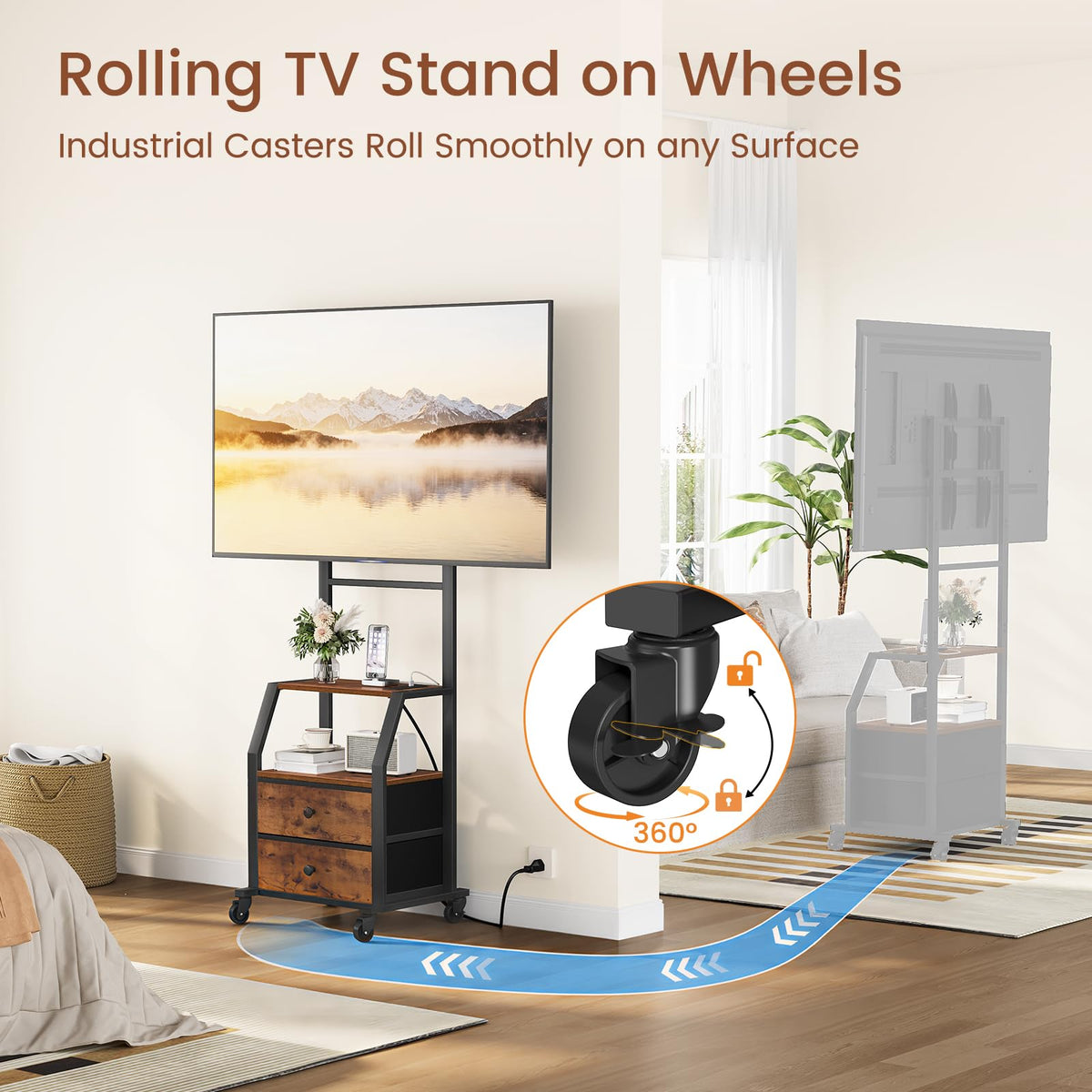 Rolling TV Stand for 32-55 Inch TVs E426