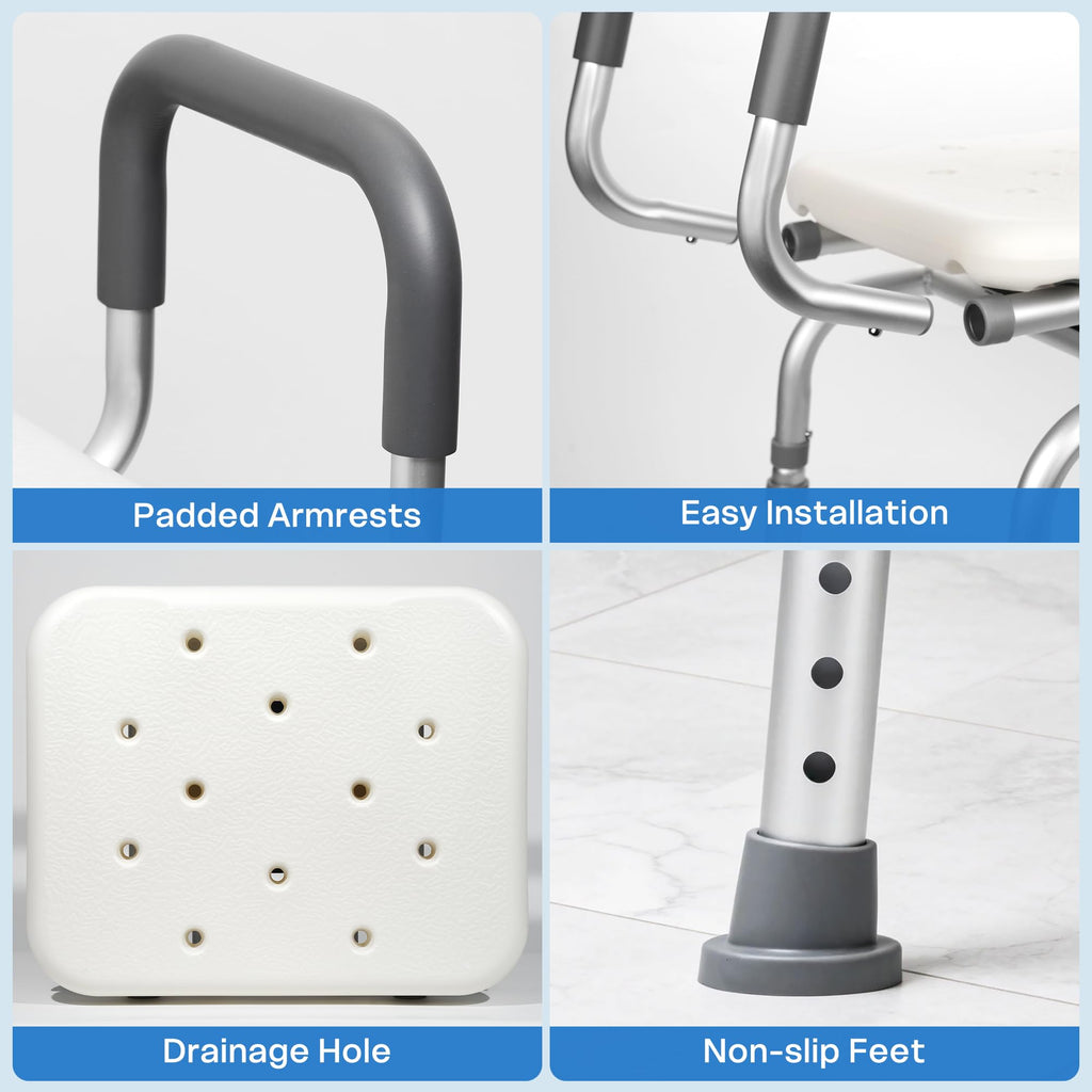 Swivel Shower Chair with Arms and Backrest N372