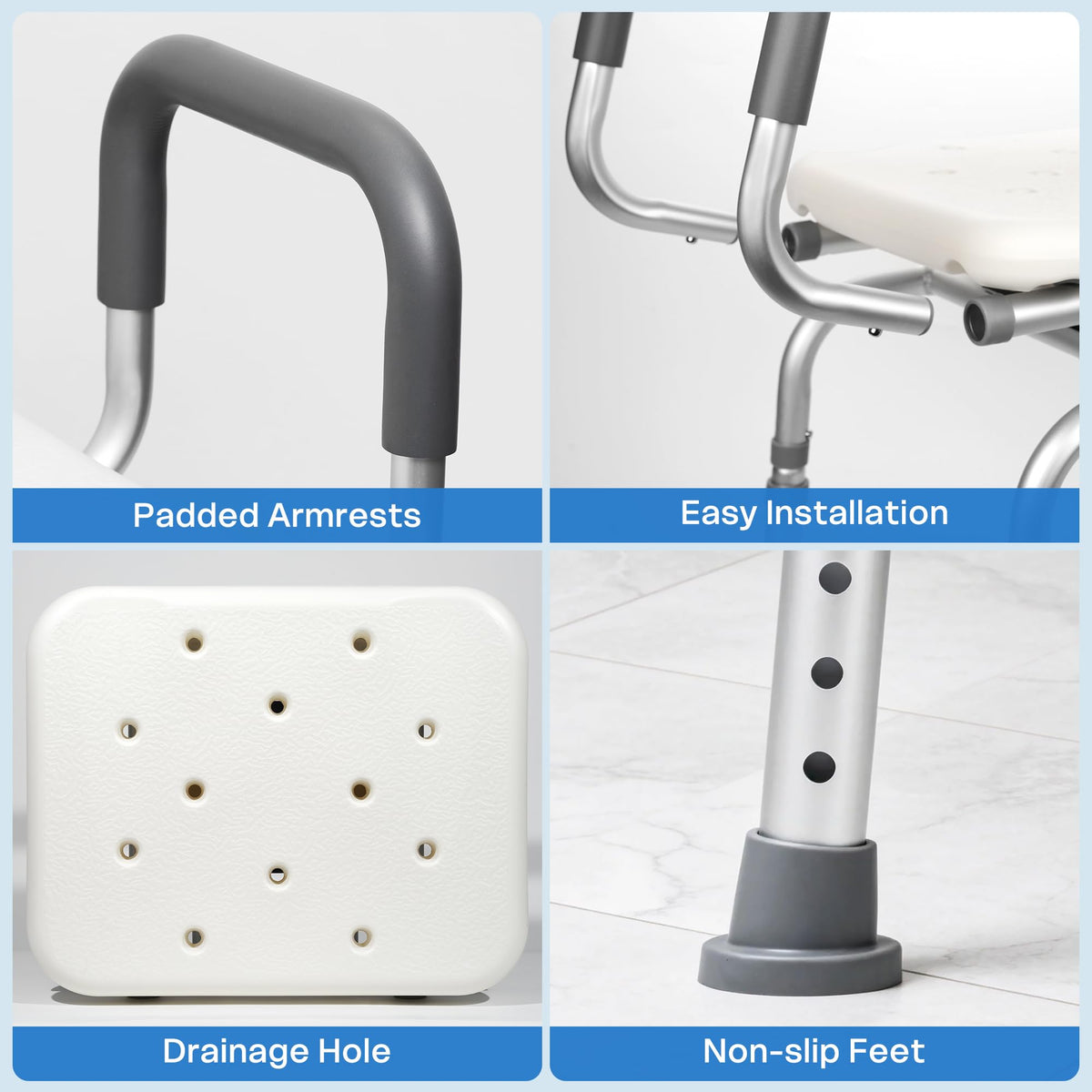 Swivel Shower Chair with Arms and Backrest N372