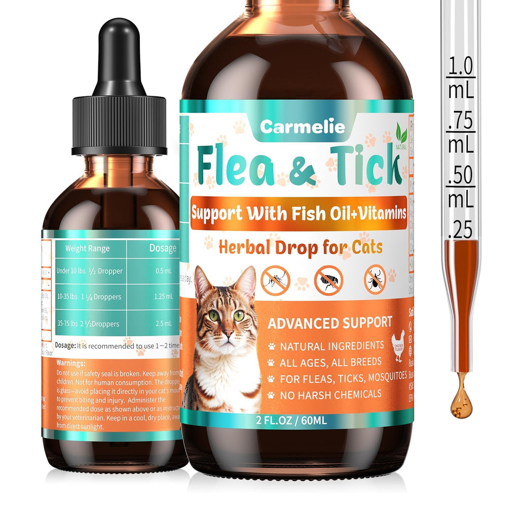 Flea and Tick Prevention for Cat with Vitamins Fish Oil 2 fl oz T521570
