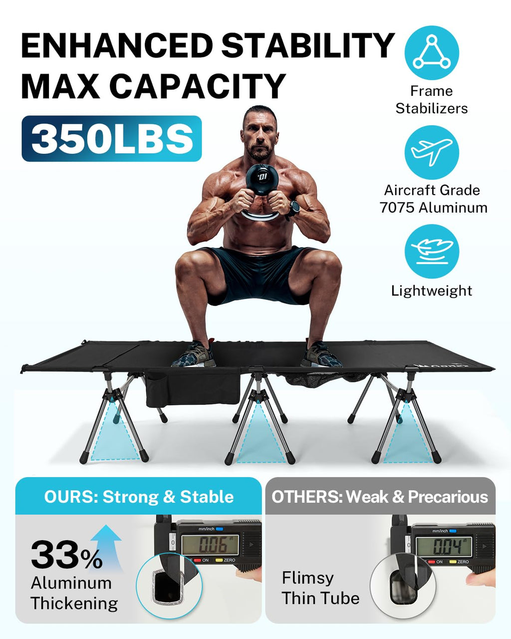 31" Adjustable Height Camping Cot Q8801