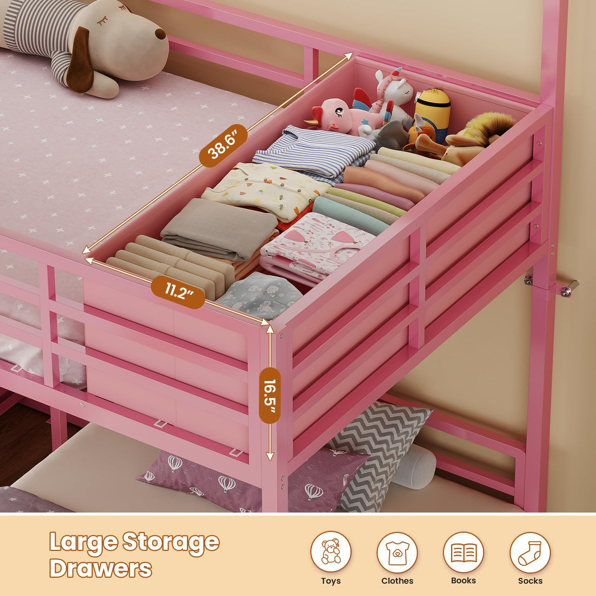 Triple Bunk Bed Twin Over Twin with Storage D274467