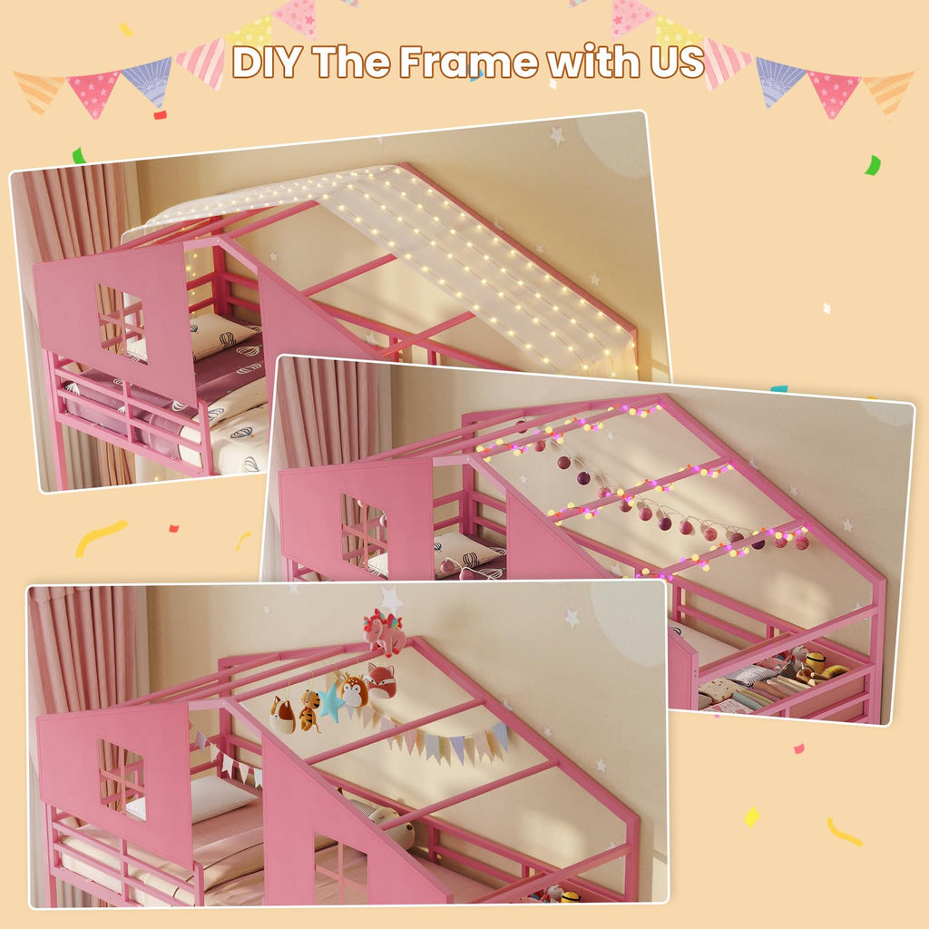Triple Bunk Bed Twin Over Twin with Storage D274467