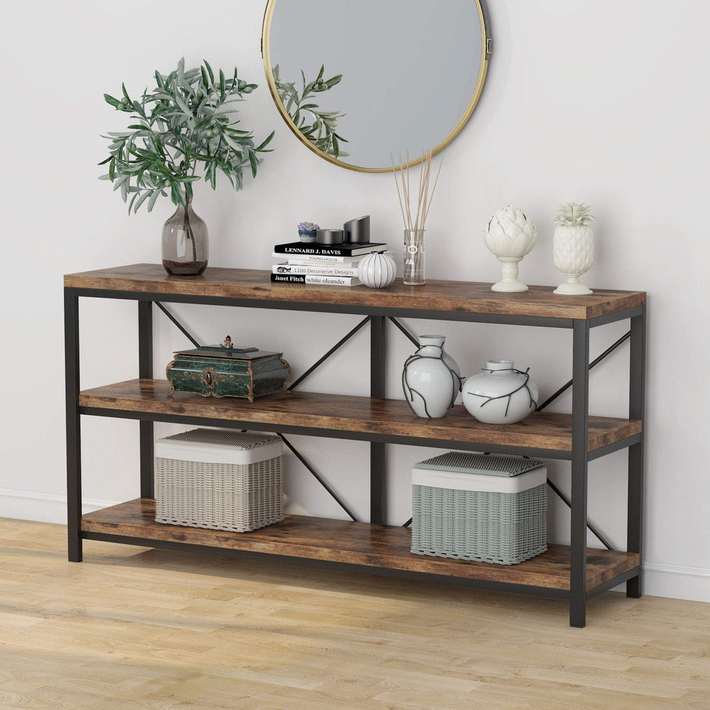 55 Inches 3 Tiers Console Table with Storage Shelves T197005