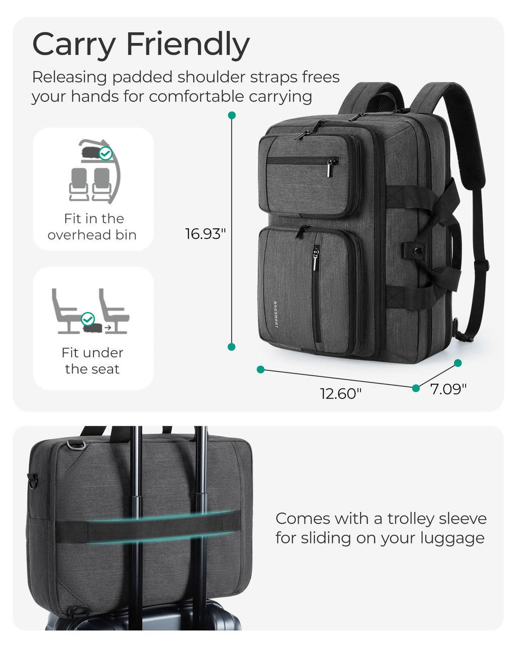 3 In 1 Laptop Bag 17.3 Inch Water-Repellent Black S60456