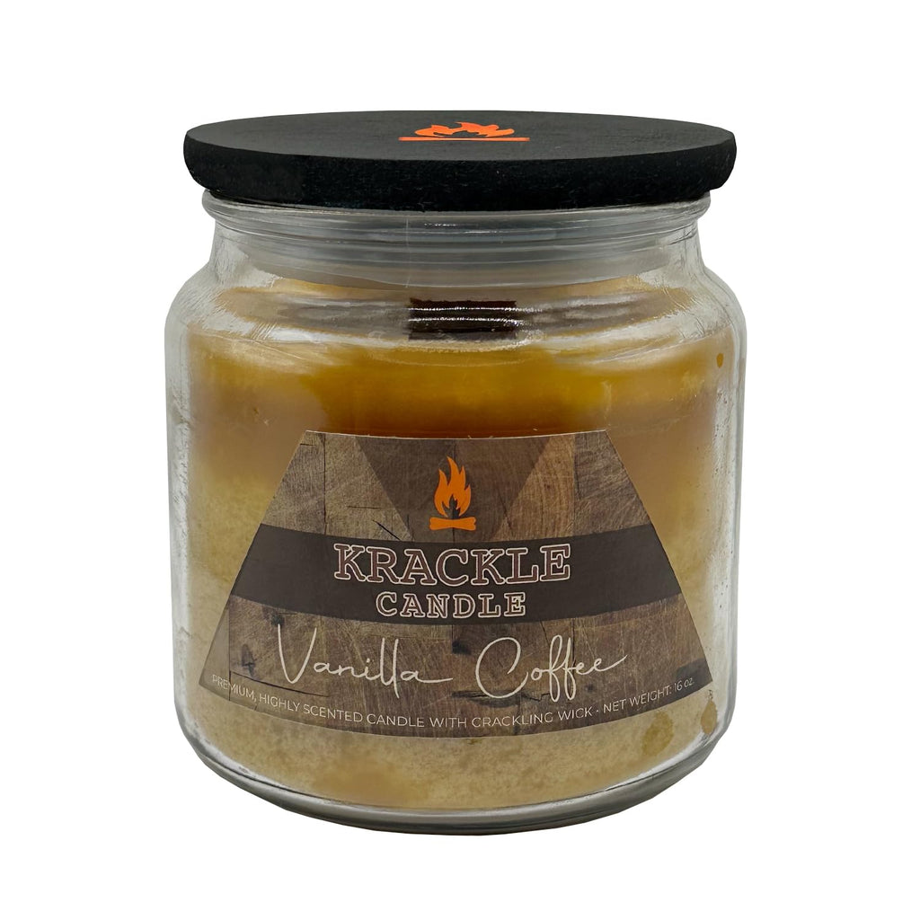 16 oz Vanilla Coffee Scented Candle with Wooden Wick O528