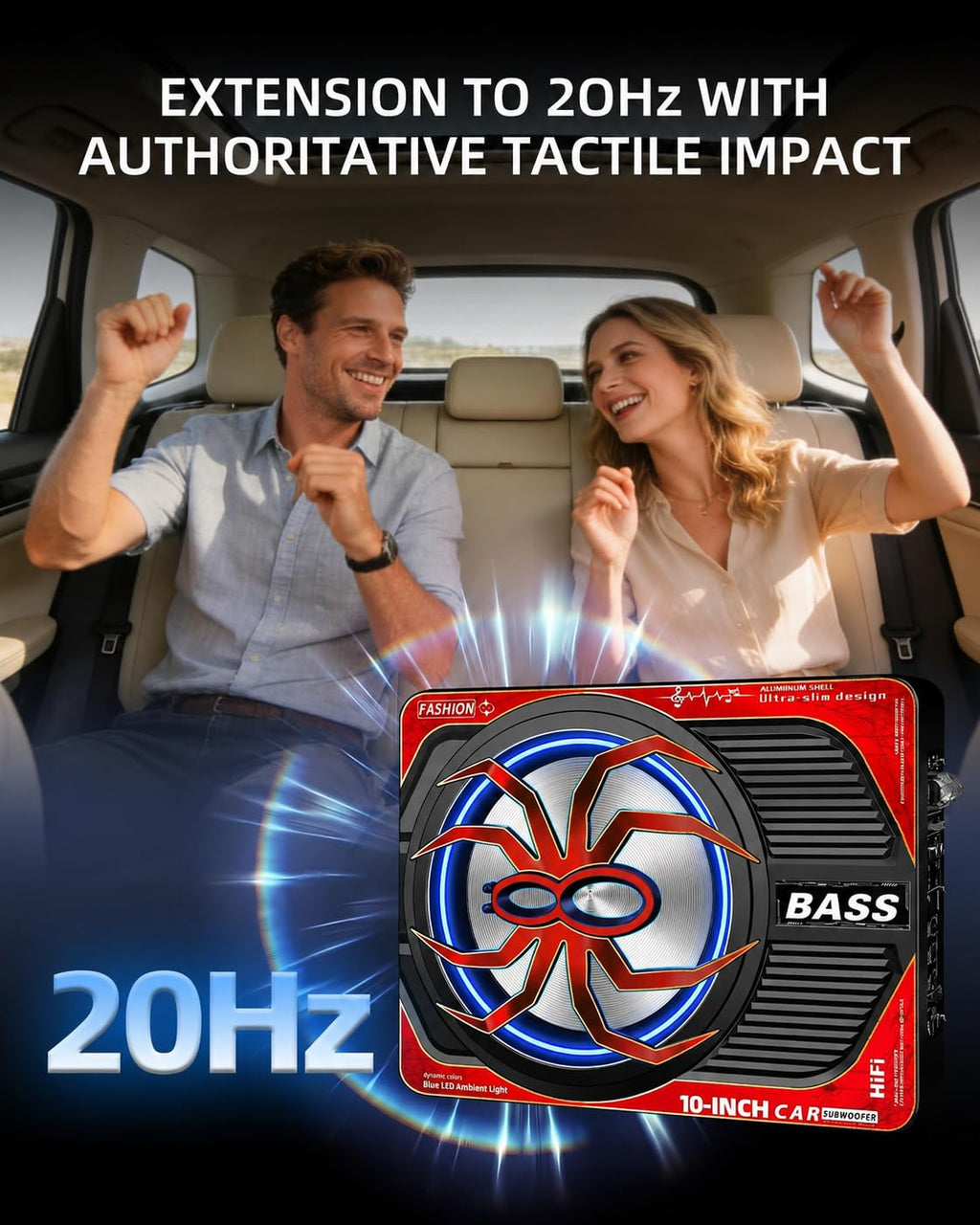 2000W 10 Inch Underseat Car Subwoofer and Amp Package Y581