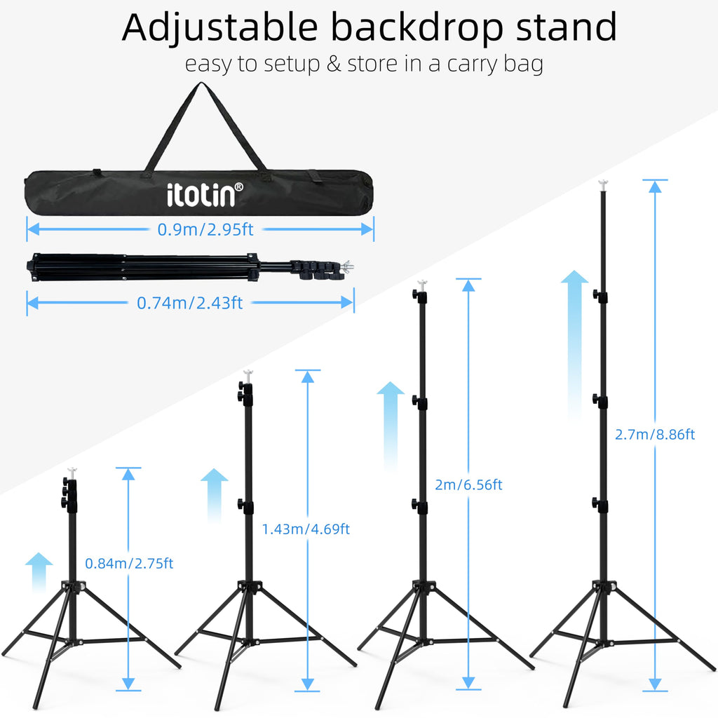 Adjustable Photo Backdrop Stand 9ft x 10ft with Carry Bag D5124