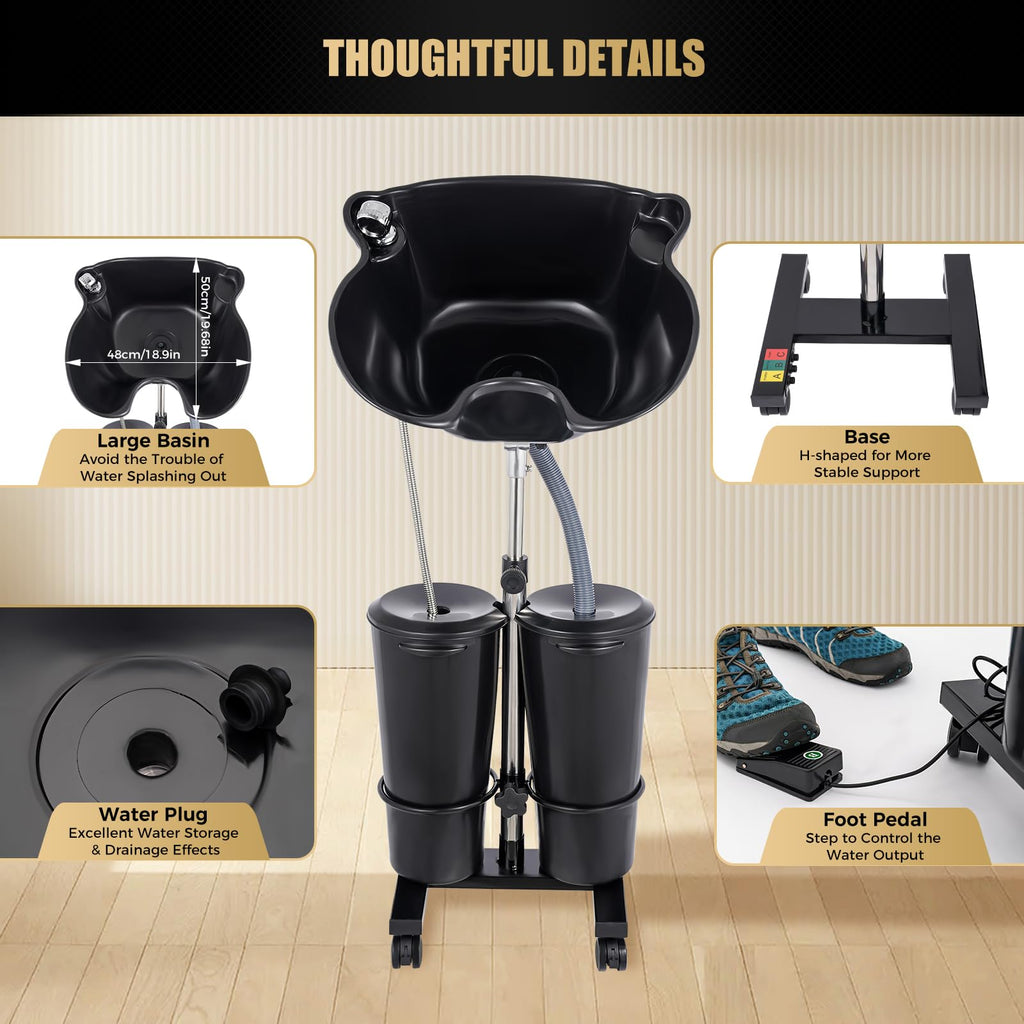 Portable Plastic Shampoo Unit with Electric Pump D764