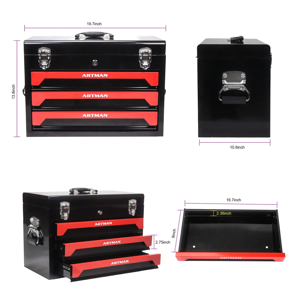 3-Drawer Steel Tool Chest with 439-Piece Mechanics Tool Set S1025