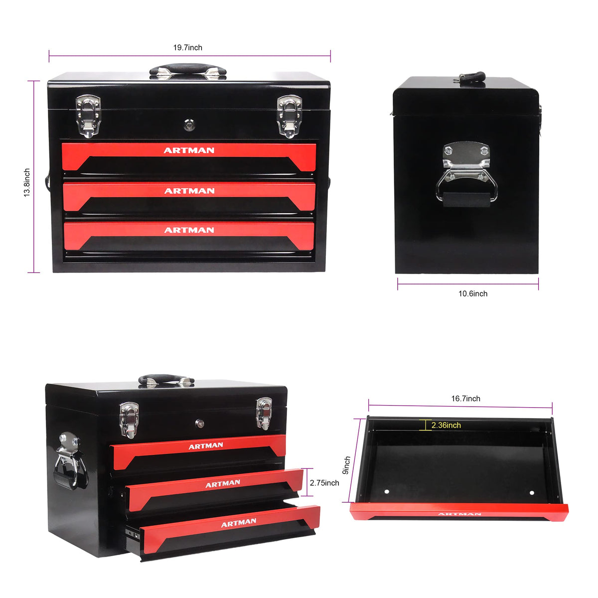 3-Drawer Steel Tool Chest with 439-Piece Mechanics Tool Set S1025