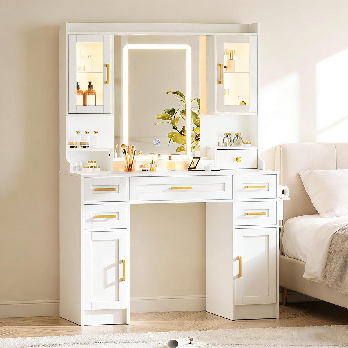 Vanity Desk with Mirror and LED Lights S834