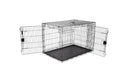 Portable Metal Wire Dog Crate, Double Door with Removable Tray, Black I195394