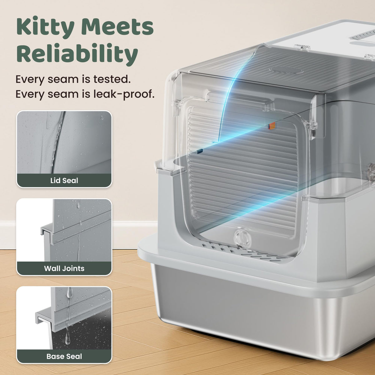 XL Stainless Steel Enclosed Litter Box with Lid U91977