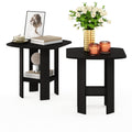 Set of 2 Espresso 2-Tier Side Table O432