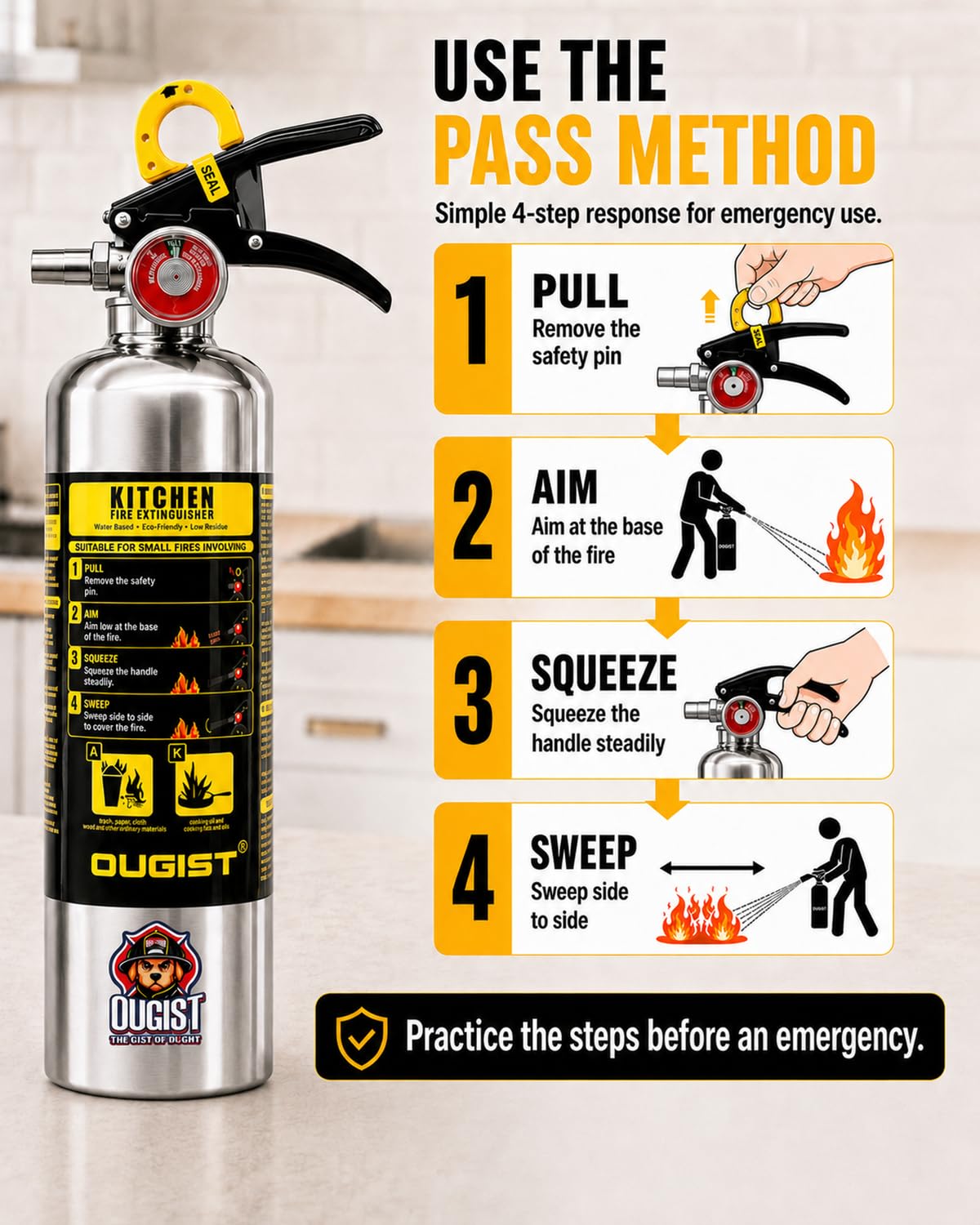 Class K Fire Extinguisher 34 Fl Oz Wet Chemical G76962