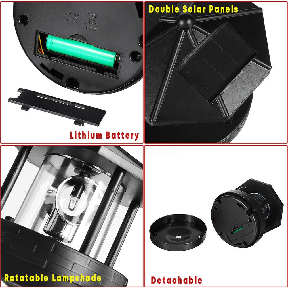 Solar Powered Rotating Lighthouse LED Light IP44 Waterproof Black X19095