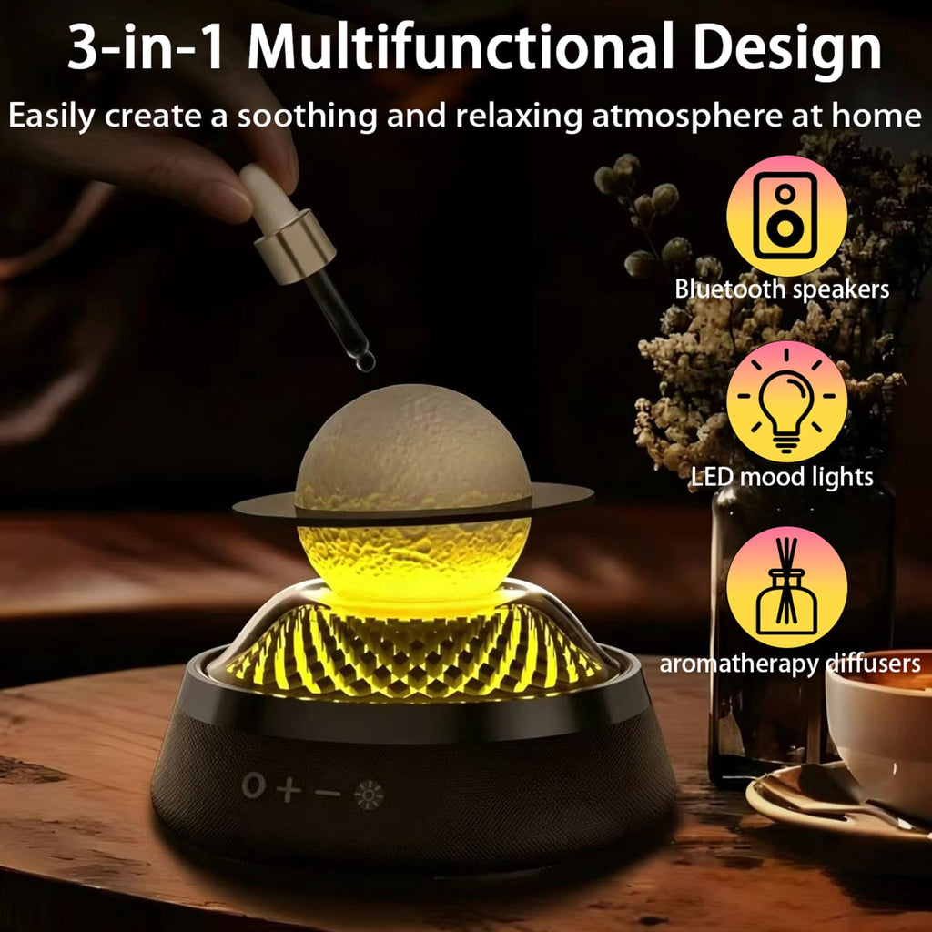 Black Portable Bluetooth Speaker with LED Night Light and Essential Oil Diffuser B689