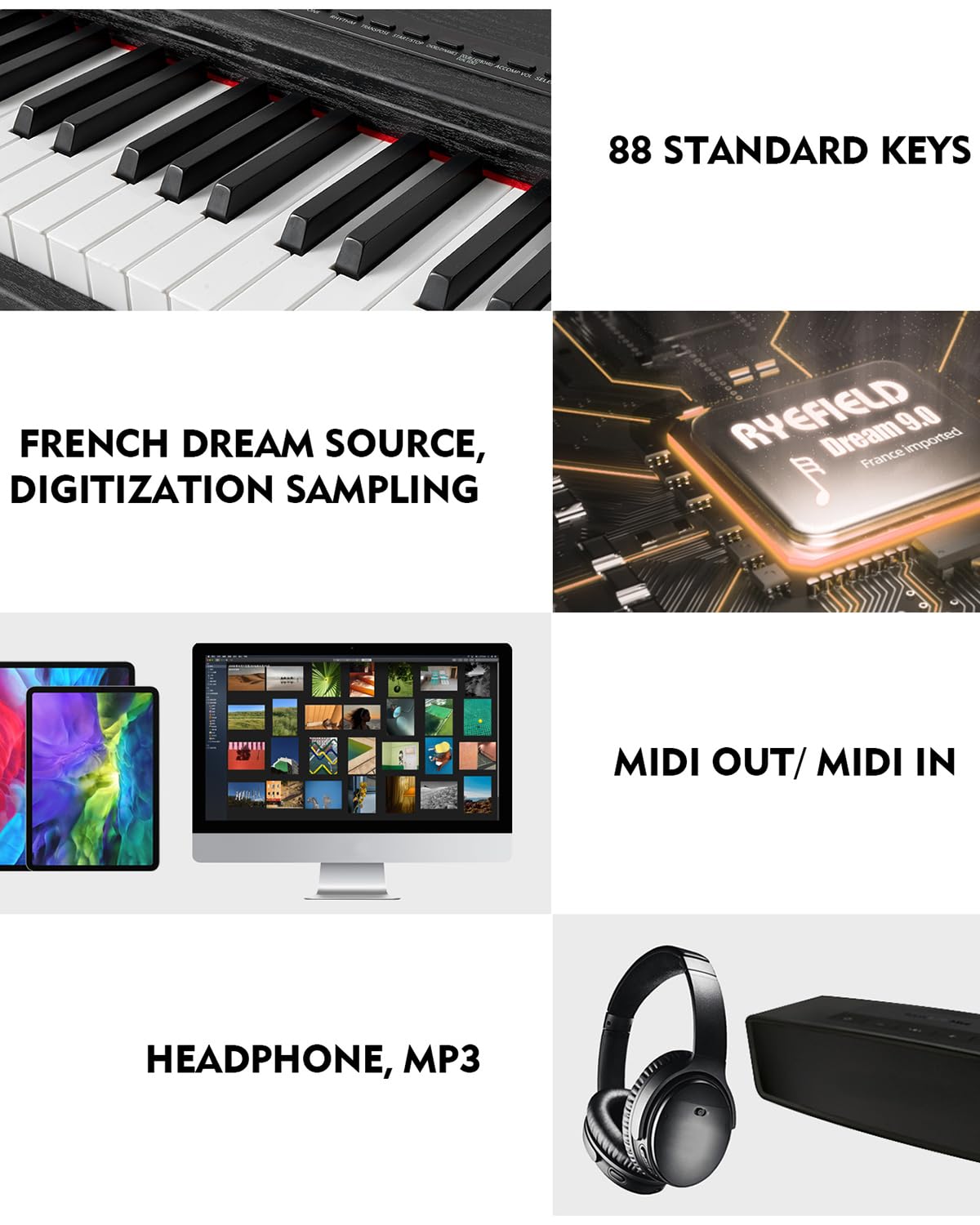 88 Key Fully Weighted Hammer Action Digital Piano with Stand F752956