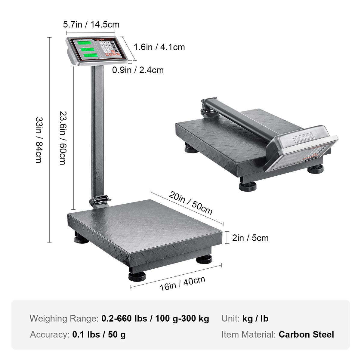 660 lbs Stainless Steel Digital Platform Scale G612