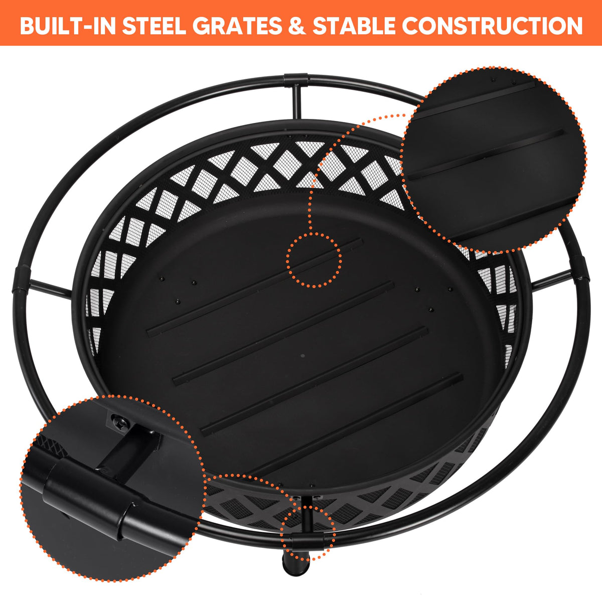 42” Wood Burning Patio Fire Pit with Spark Screen O708964