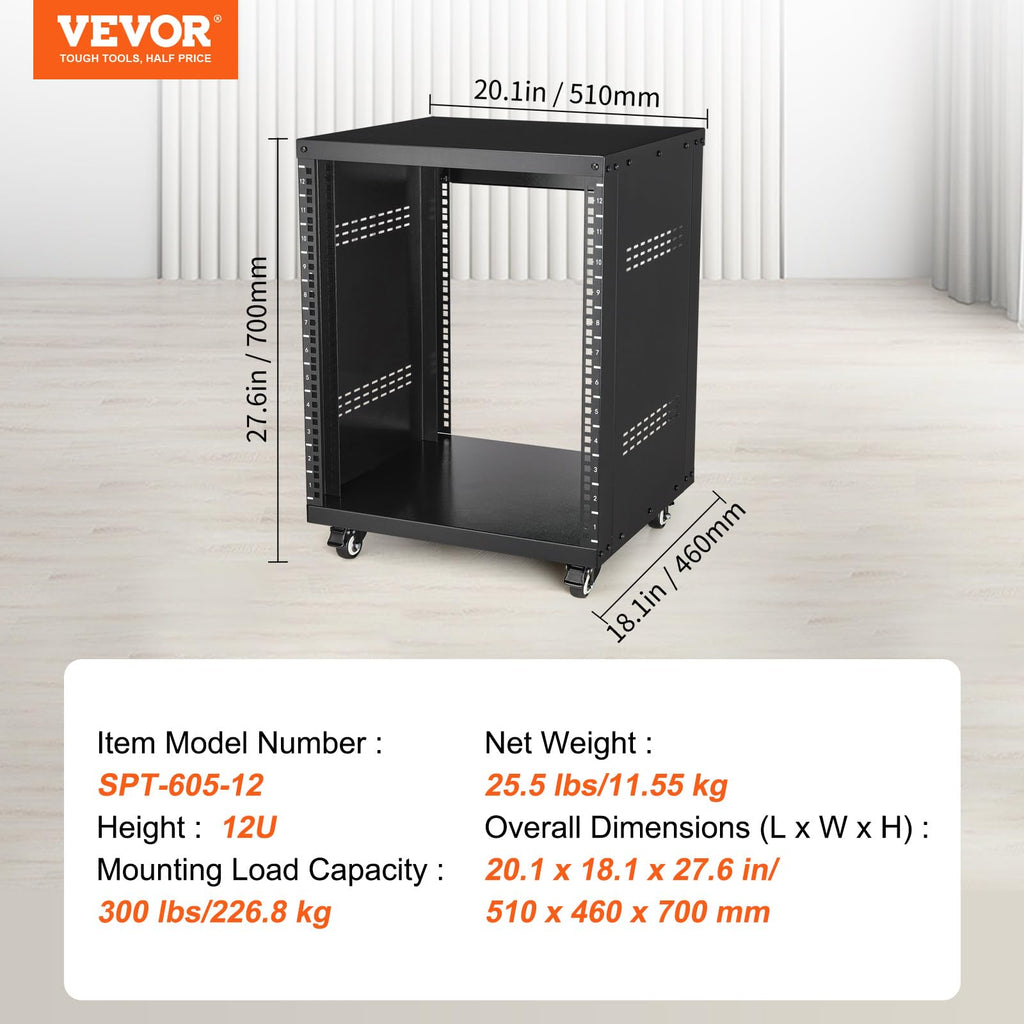 12U AV Rack Stand with Caster Wheels F940112