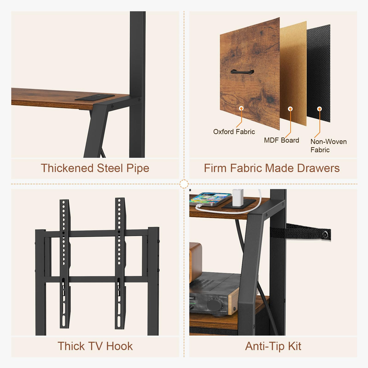 Rolling TV Stand for 32-55 Inch TVs E426