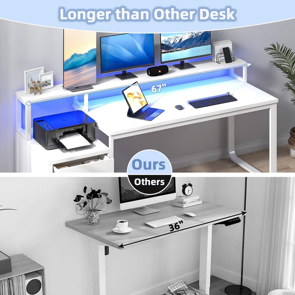 White Office Desk with 3 Drawers W420