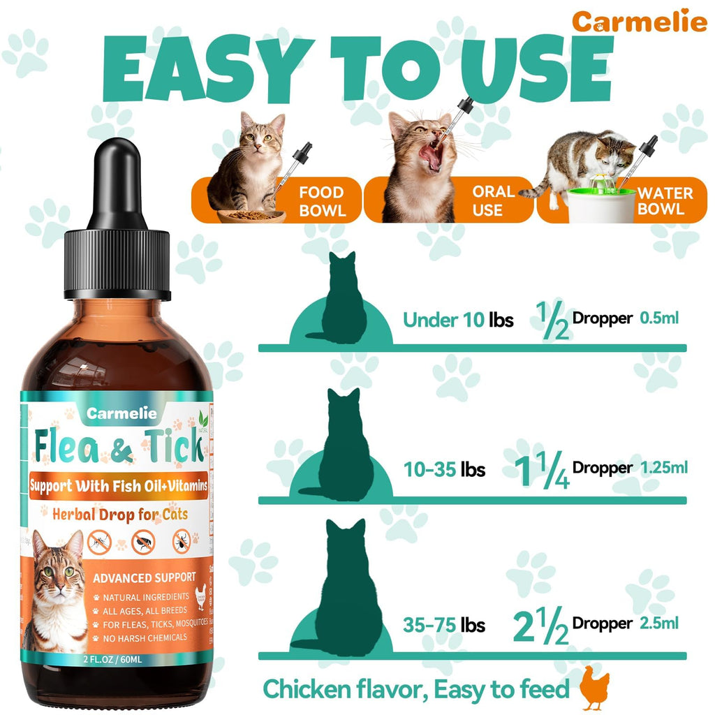 Flea and Tick Prevention for Cat with Vitamins Fish Oil 2 fl oz T521570