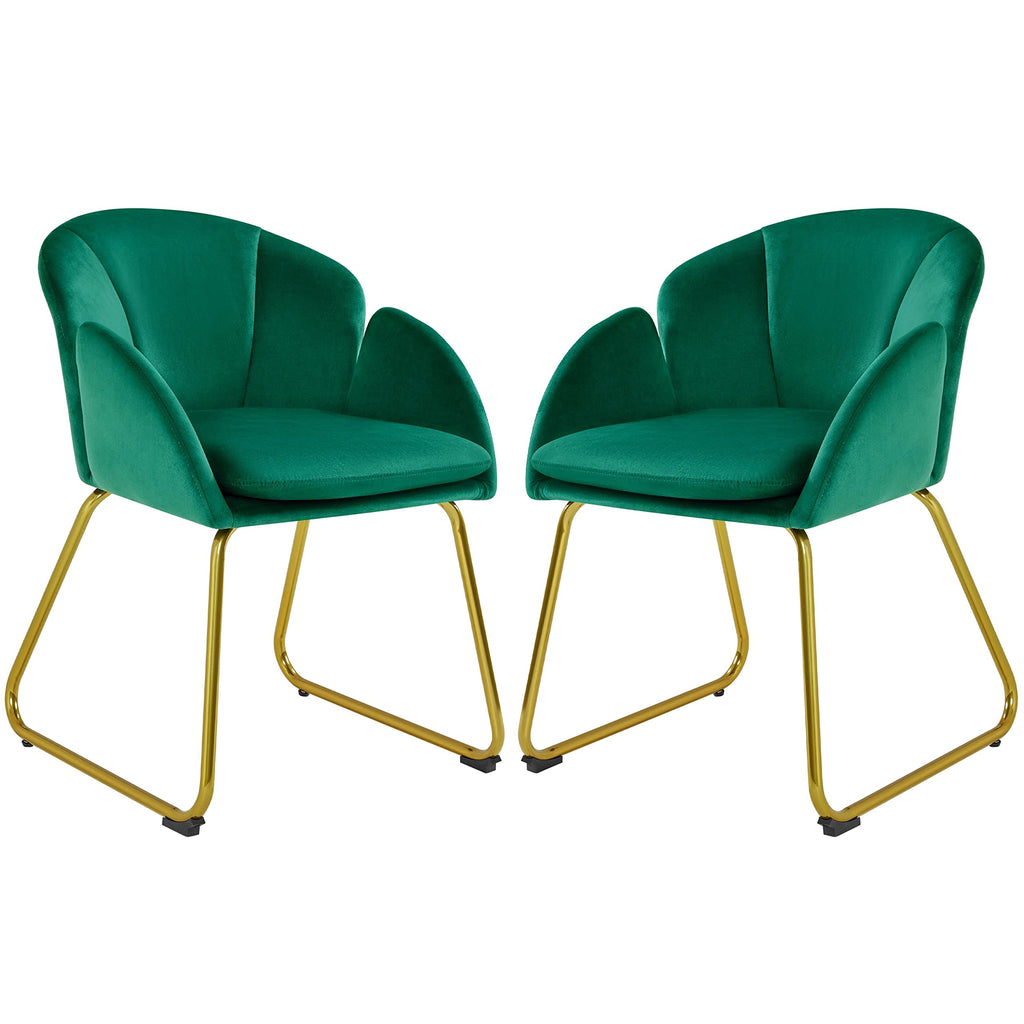 Green Flower Shape Accent Chairs Set of 2 I2938