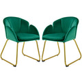Green Flower Shape Accent Chairs Set of 2 I2938