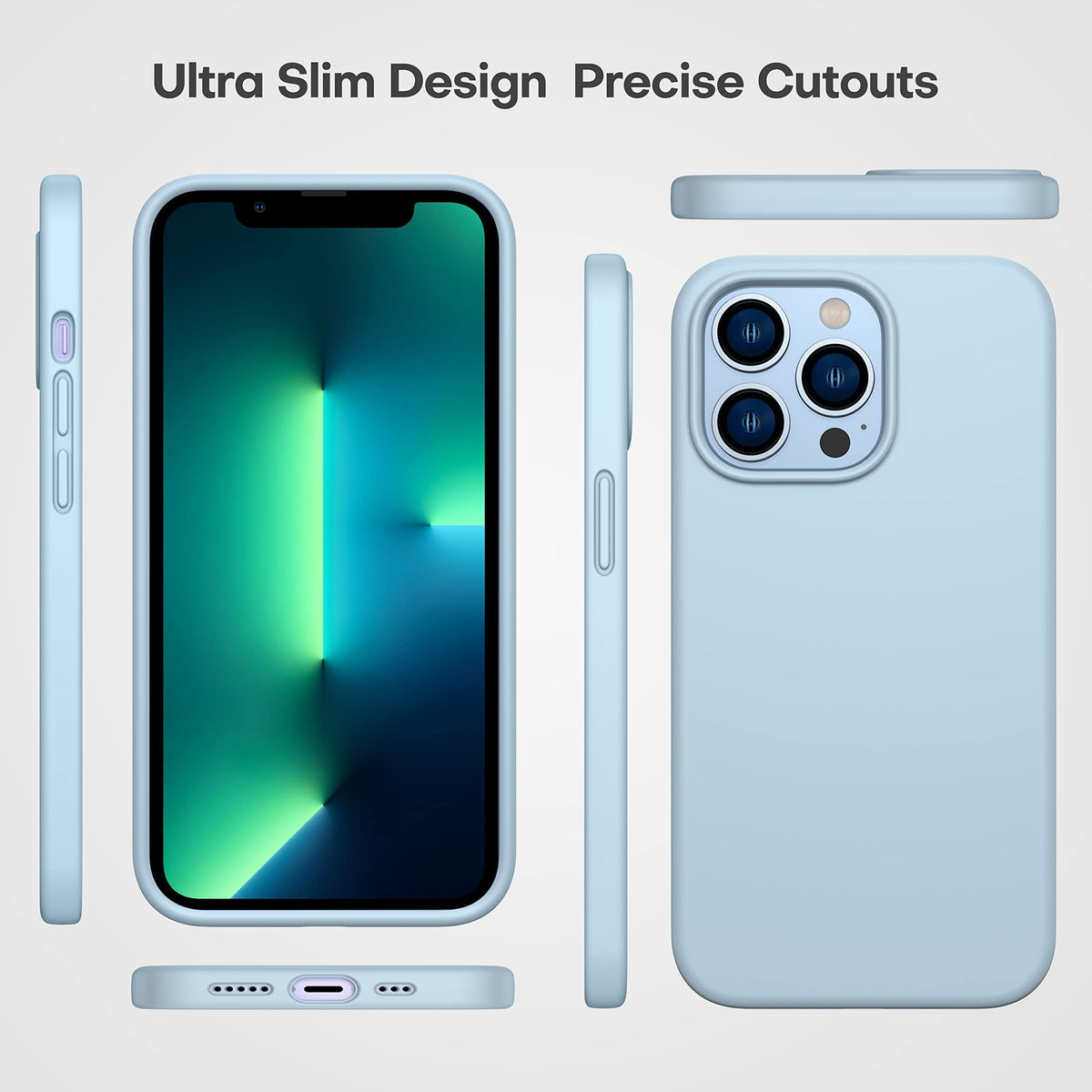 Light Blue Silicone Case with Glass Screen Protectors I751