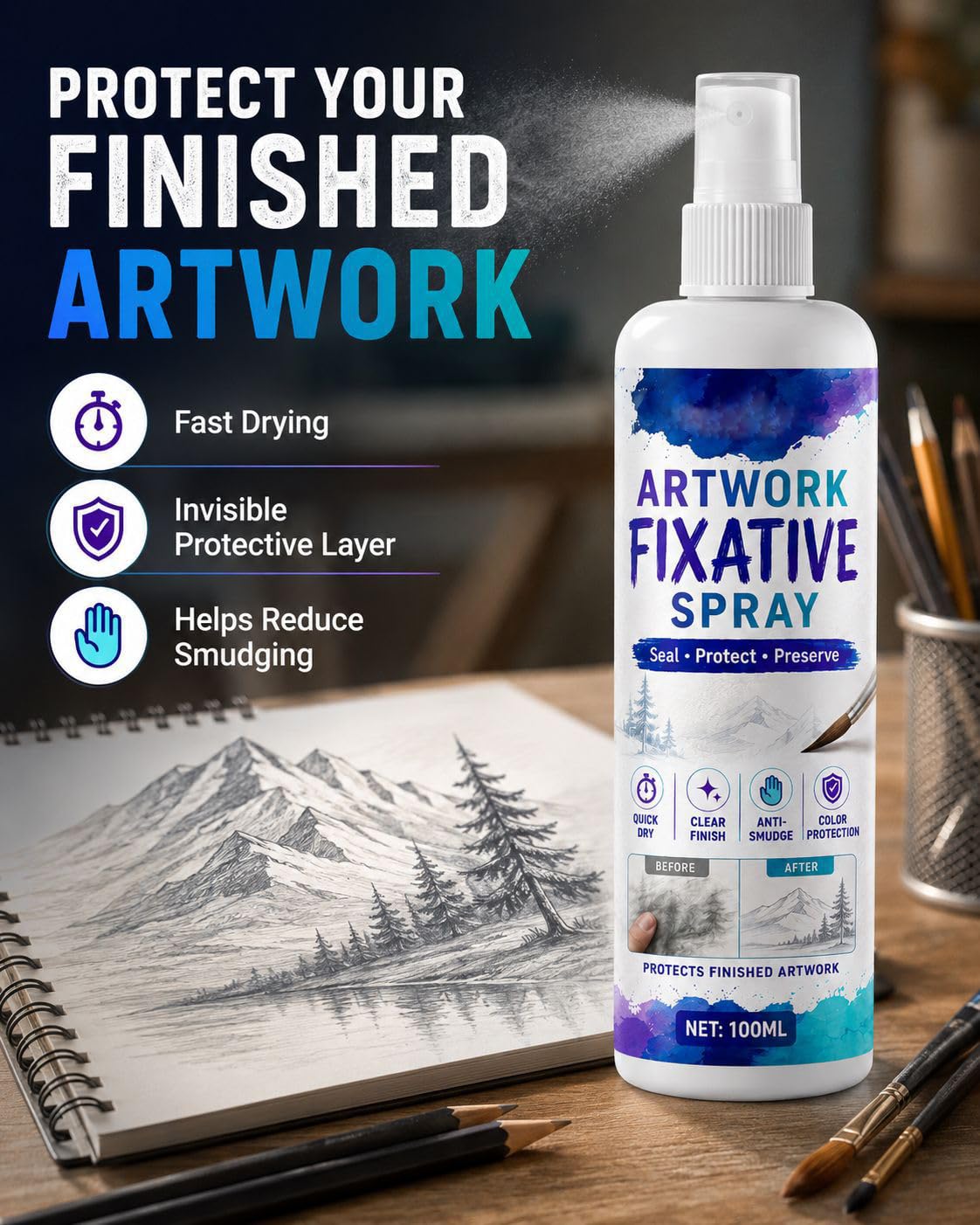 100ml Workable Fixative Spray H5912