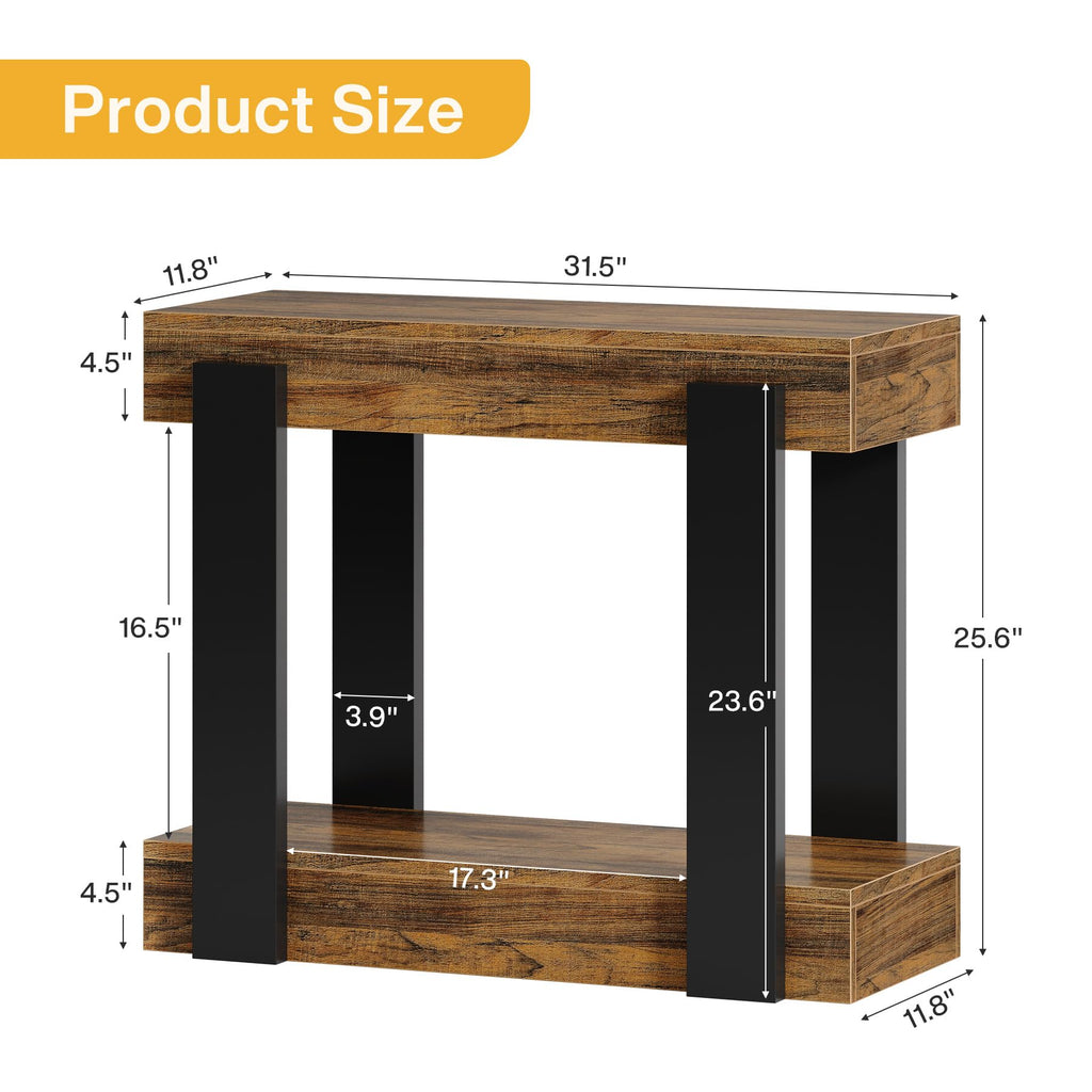 2-Tier Narrow End Table with Storage Shelf J121